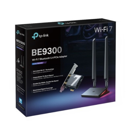 TP-Link Archer TBE550E BE9300 Wi-Fi 7 Bluetooth 5.4 PCIe Adapter, 6GHz@5760 Mbps, 5GHz@2880 Mbps, 2.4GHz@688 Mbps (wifi7) (NI