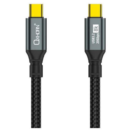 Oxhorn 2m USB-C to USB-C USB 3.2 Gen2 Braided 20Gbps 8K@60Hz 5A 20V 100W PD Fast Charging Video Cable for Laptop Phone Tablet