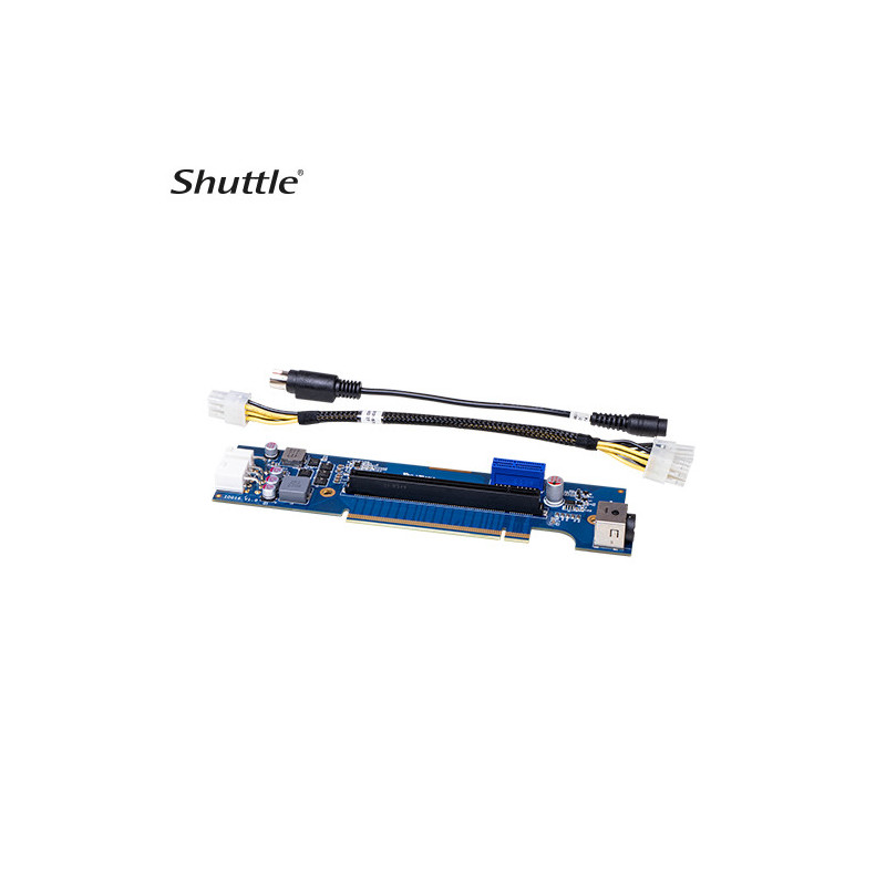 Shuttle XPCs Add-On Cards includes a PCIe riser card with a Molex power cable and a power extender cable