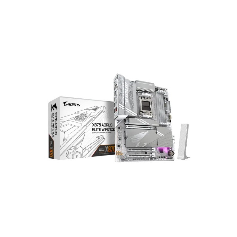 Gigabyte X870 AORUS ELITE WF7 ICE AMD AM5 ATX Motherboard 4x DDR5~256GB,3x PCIe x16, 4x M.2, 4x SATA 6, 4x USB 3.2, 4x USB2.0