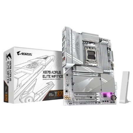 Gigabyte X870 AORUS ELITE WF7 ICE AMD AM5 ATX Motherboard 4x DDR5~256GB,3x PCIe x16, 4x M.2, 4x SATA 6, 4x USB 3.2, 4x USB2.0