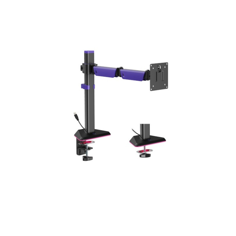 Brateck LDT89-C012L Articulating RGB Lighting Gaming Monitor Arm Matte Black, Fit Screen Size: 17'-40' Up to 12 KG (LS)