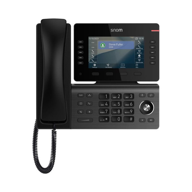 SNOM D815W Desk Telephone, 5' (480x272) color LCD, 10 (36) configurable self-labeling multicolor LED keys, 2 USB ports, 3-yea