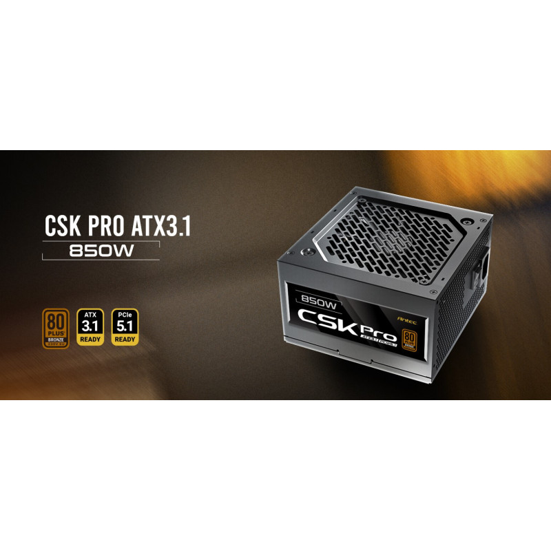 Antec CSK850 PRO Semi-Modular latest ATX 3.1, PCI-E 5.1 for 4080, 5080, 7900xt, 90x High Quality Japanese Capacitors, Perform