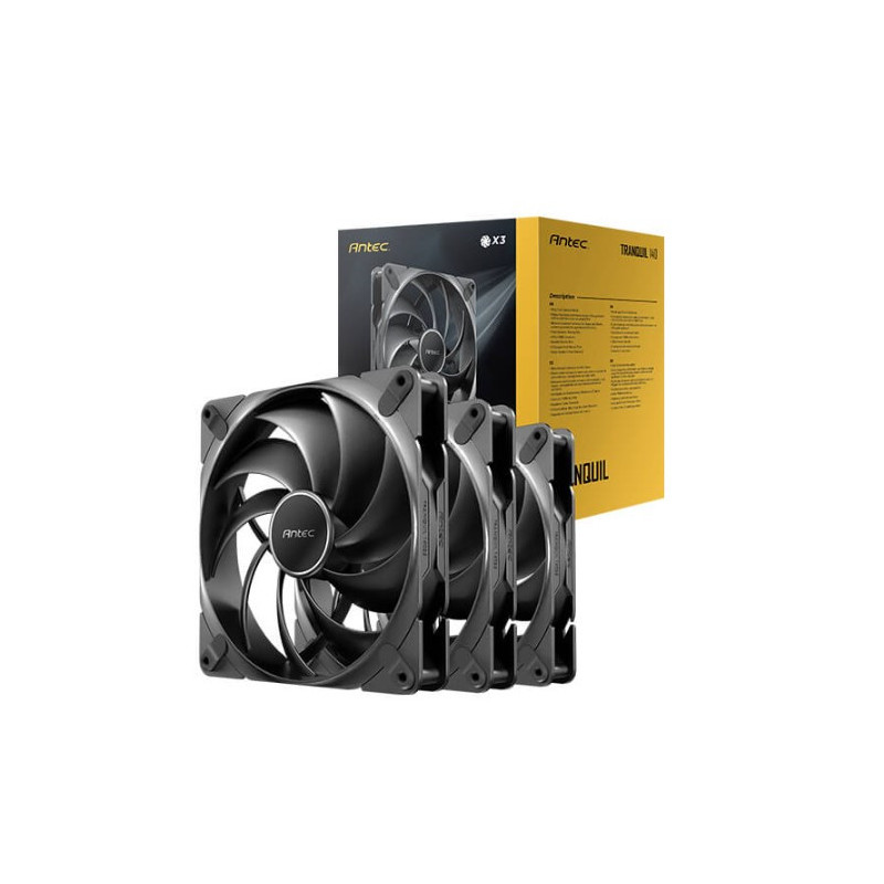 Antec Tranquil140, PWM, 2000RPM, 59.23CFM, 2.46mmH₂O, 4 Pin PWM Connector, 140mm x 25mm Performance  case Fan, Tranquil Ser