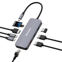 Verbatim USB-C Pro Multiport Hub 9 Ports,1 x HDMI, 1 x RJ45, 2 x USB-C 3.2 Gen2, 1 x USB-A 3.2 Gen2, 2 x USB-A 3.2 Gen1, 1 x 