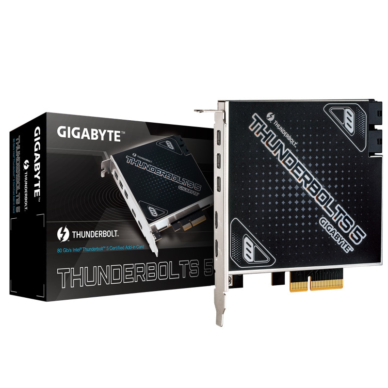 (LS) Gigabyte CARD THUNDERBOLTS 5 1.0 add-in card​, Intel® JHL9580 Thunderbolt™ 5 controller​, Dual Thunderbolt™ 5 P