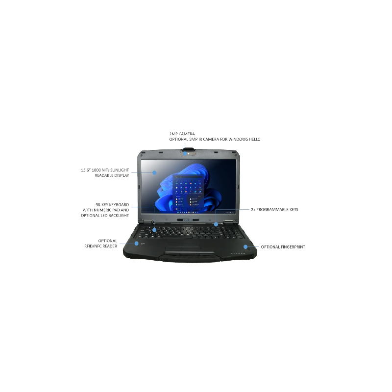 DURABOOK S15, 15' FHD, Intel® Core™ i5-1235U, Windows 11, 8GB RAM, 256GB PCIe SSD,Wi-Fi 6E, Bluetooth v5.3, 2MP Front Came