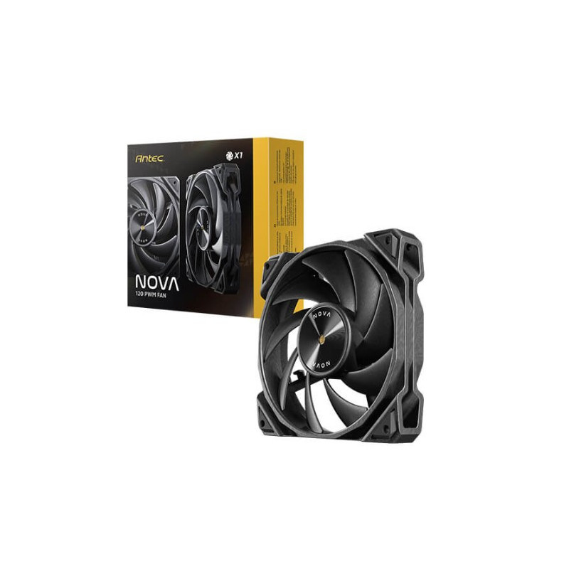 Antec Nova Black 120 PWM 3-Phase Speed Controller. Low Power, High Heat Dissipation, Low Noise Ultimate Fan - 1x Fan with con