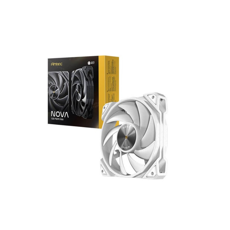 Antec Nova White 120 PWM 3-Phase Speed Controller. Low Power, High Heat Dissipation, Low Noise Ultimate Fan - 1x Fan with con