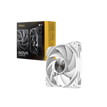 Antec Nova White 120 PWM 3-Phase Speed Controller. Low Power, High Heat Dissipation, Low Noise Ultimate Fan - 1x Fan with con