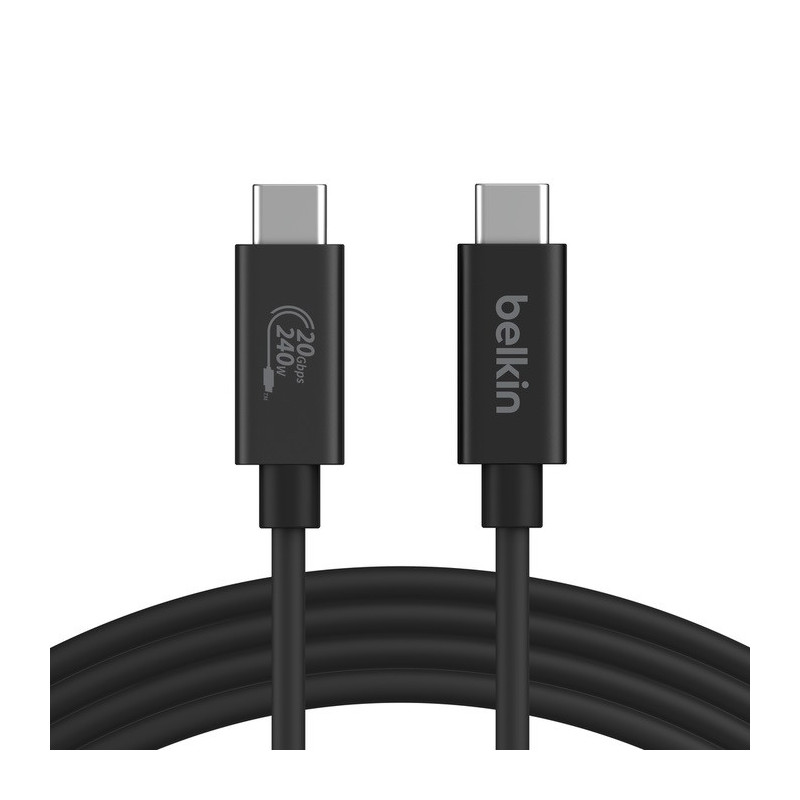 Belkin Connect USB4 USB-C to USB-C Cable (2M) - Black (INZ004BT2MBK), 5A/240W, 20Gbps,4K@60Hz, Thunderbolt 4, USB-IF Certifie