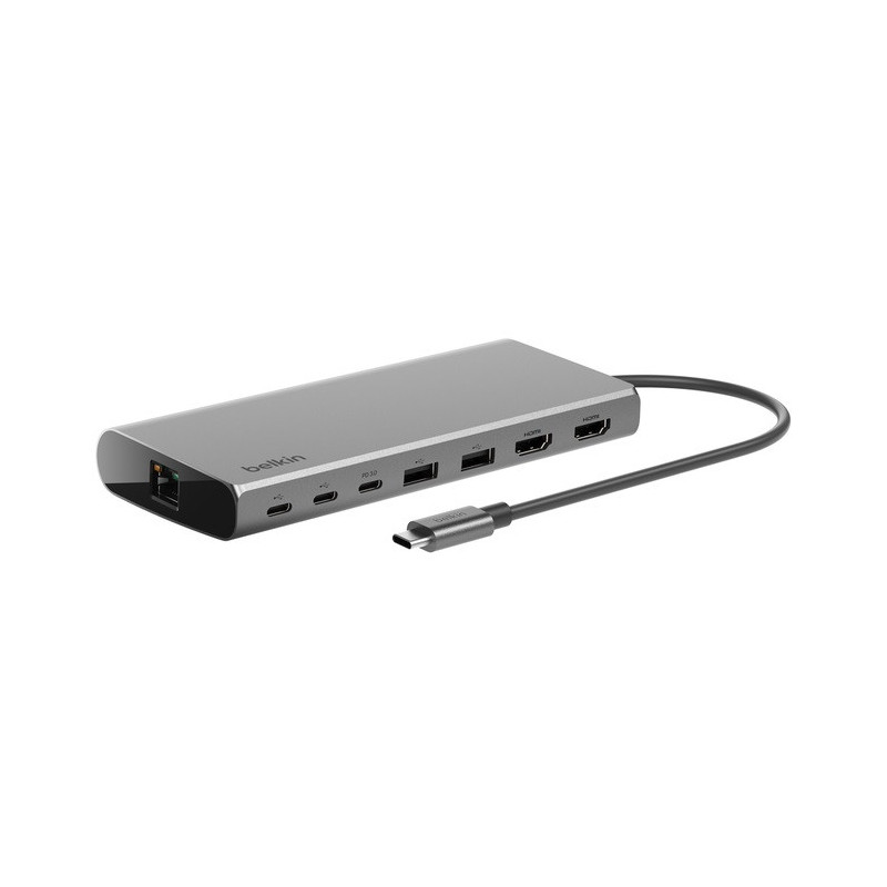 Belkin Connect Universal USB-C 8-in-1 Dual Display Core Hub - Space Grey (INC015btSGY-CZ), 100W PD, 10Gbps, 2x USB-C, Silicon