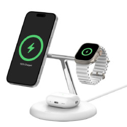 Belkin BoostCharge Pro 3-in-1 Magnetic Qi2 Wireless Charging Stand   36W Wall Charger   USB-C Cable - White(WIZ023AUWH),15W,C