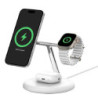 Belkin BoostCharge Pro 3-in-1 Magnetic Qi2 Wireless Charging Stand   36W Wall Charger   USB-C Cable - White(WIZ023AUWH),15W,C
