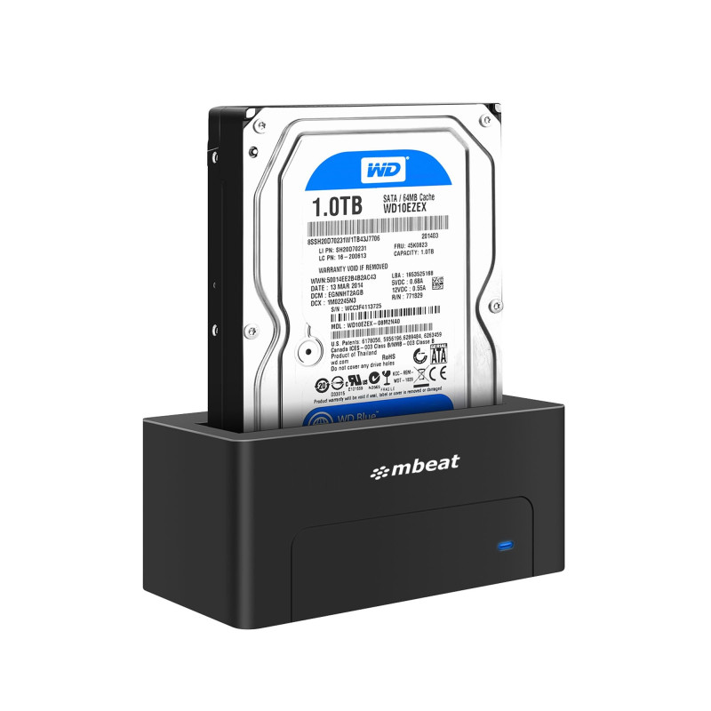 mbeat® D1 USB 3.0 3.5' & 2.5' SATA HDD Docking Station - Black Product Weight: 250g HDD Capacity: Max. 20TB Data Speed: Max.