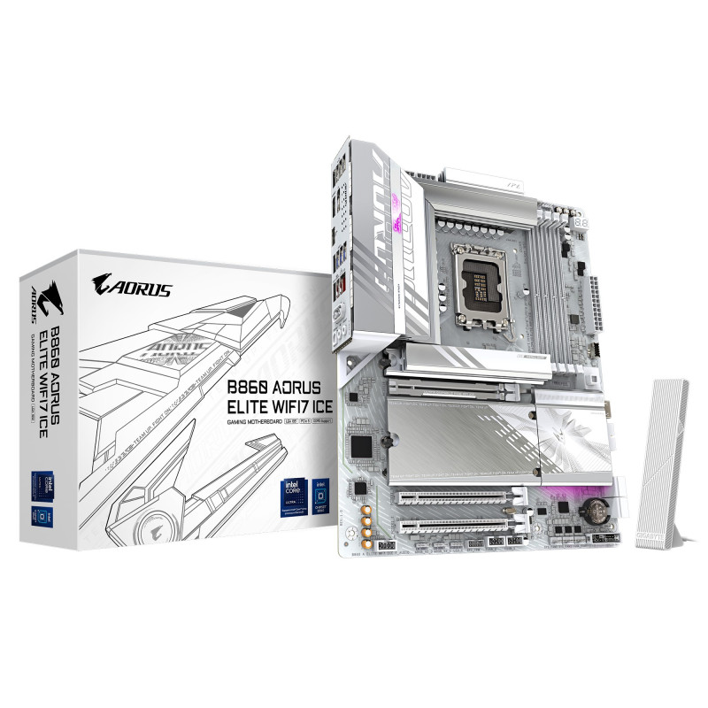 (LS) Gigabyte M/B B860 A ELITE WF7 ICE 1.0, Intel ® B860, 4 x DDR5 up to 256 GB, 2x HDMI, 3 x PCI Express x16, 3 x M.2, 4 x 