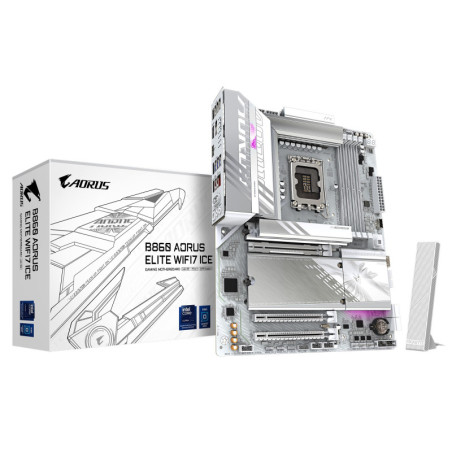 (LS) Gigabyte M/B B860 A ELITE WF7 ICE 1.0, Intel ® B860, 4 x DDR5 up to 256 GB, 2x HDMI, 3 x PCI Express x16, 3 x M.2, 4 x 