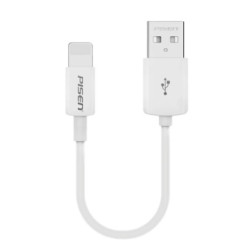 Pisen Mr White Lightning to USB-A Cable (20cm) White - Support Both Fast Charging and Data Cable, Stretch-Resistant, Lightwei