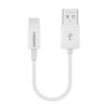 Pisen Mr White Lightning to USB-A Cable (20cm) White - Support Both Fast Charging and Data Cable, Stretch-Resistant, Lightwei