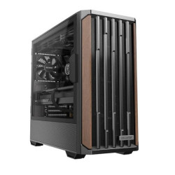 OKINOS Cypress P7 Genuine Walnut Wood Trim ATX, Type-C, Support 360mm Radiator on Top, 4 x 120mm PWM Fans, Black Stylish Prem