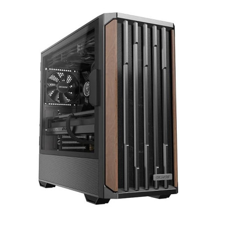 OKINOS Cypress P7 Genuine Walnut Wood Trim ATX, Type-C, Support 360mm Radiator on Top, 4 x 120mm PWM Fans, Black Stylish Prem