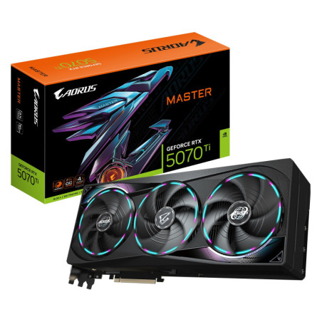Gigabyte AORUS GeForce RTX™ 5070 Ti MASTER 16G, 2670 MHz, CUDA 8960, 28 Gbps, GDDR7, 256 bi,t PCI-E 5.0, PSU 750W, DisplayP