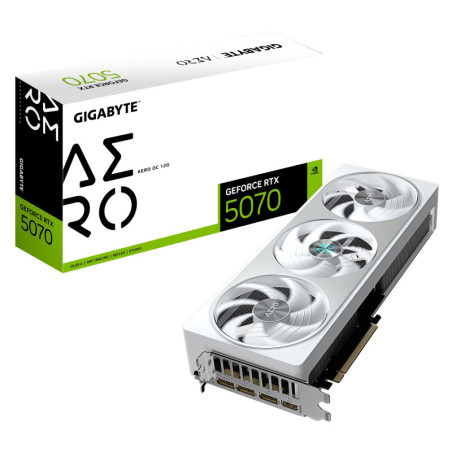 Gigabyte GeForce RTX™ 5070 AERO OC 12G, 2625 MHz, CUDA  6144, 128 Gbps, GDDR7,192 bit, PCI-E 5.0, P[SU 750W, DisplayPort 2.