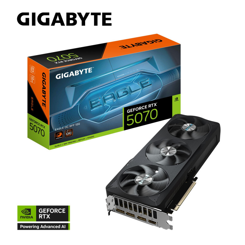 Gigabyte GeForce RTX™ 5070 EAGLE OC SFF 12G, 2587 MHz, CUDA  6144, 28 Gbps, GDDR7, 192 bit, PCI-E 5.0, PSU 750W, DisplayPor