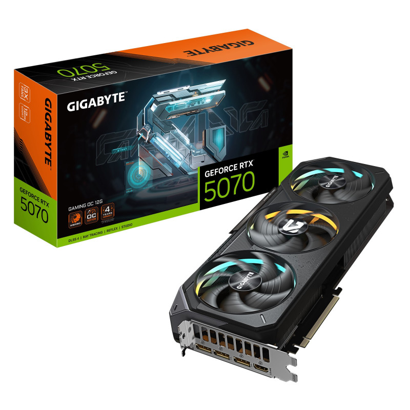 Gigabyte GeForce RTX™ 5070 GAMING OC 12G, 2625 MHz, CUDA  6144, 28 Gbps, GDDR7, 192 bit, PCI-E 5.0, ATX, PSU 750W, DisplayP