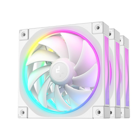 DeepCool FL12 3IN1 WH (3-Pack) 120mm Unique ARGB Fans, Low Noise, 4-pin PWM, Fluid Dynamic Bearing, Addressable RGB LED