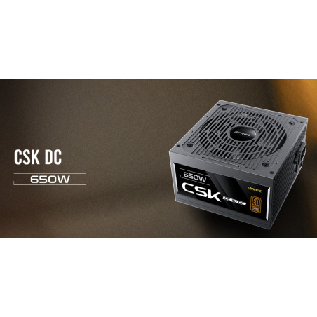 Antec CSK650DC 80  Bronze,  DC to DC, Flat Cables,. CircuitShield Protections, Thermal, Reliable Value Power Supply 5yr
