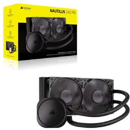 Corsair NAUTILUS 240 RS Liquid CPU Cooler, Aluminum Rad, Copper Cold Plate, PWM Fan Control, 2100 RPM, 240mm rad, 400mm Tubin