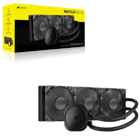 Corsair NAUTILUS 360 RS Liquid CPU Cooler, Aluminum Rad, Copper Cold Plate, PWM Fan Control, 1700 RPM, 360mm rad, 450mm Tubin