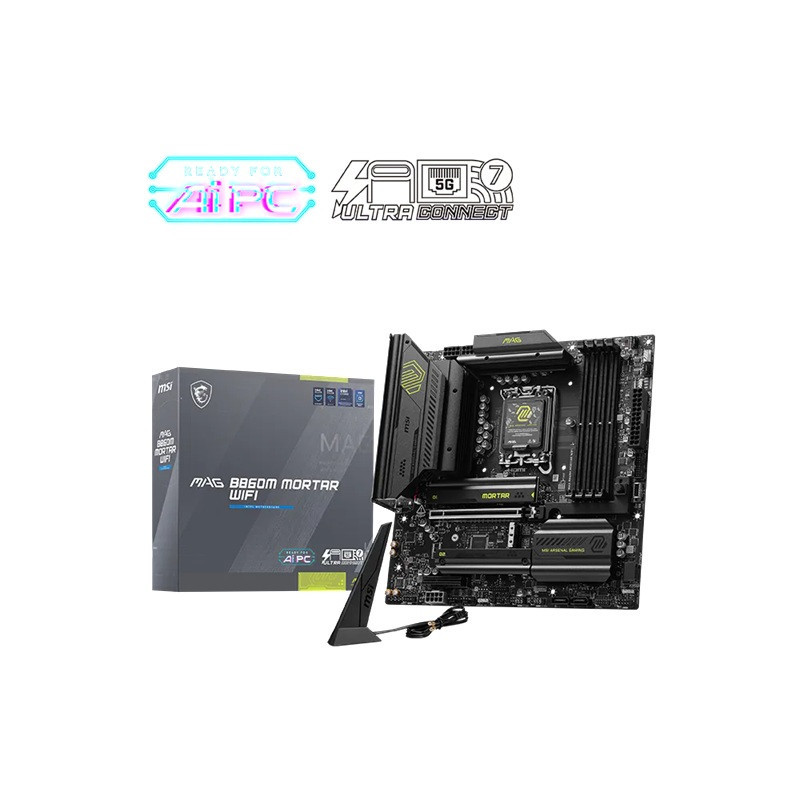 MSI MAG B860M MORTAR WIFI, INTEL B860, 4x DDR5 256GB, 1x HDMI, 1x PCI-E x16, 1x PCI-E x4, 3x M.2, 4x SATA 6G, 8x USB 2.0, Int
