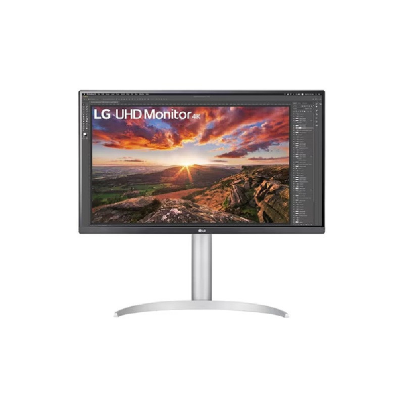LG 27' 4K UHD IPS Monitor with USB Type-C, HDR400, DCI-P3 95%, AMD FreeSync™, 3840×2160 res, 5ms response, 60Hz, and tilt/
