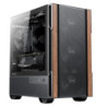 OKINOS Cypress 3 Genuine Walnut Wood MicroATX  with 4×120mm, USB-C, 3 Pin Non-PWM Case Fans Pre-Installed,Temper Glass Side 
