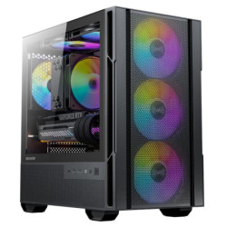 OKINOS Cypres 3 ARGB Micro ATX Case, 4 × 120mm ARGB Non-PWM Case Fans Pre-Installed, MATX PC Case, Temper Glass Side Panel, 