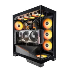 OKINOS AQ9 ARGB,Pre-Installed 5×120mm ARGB PWM Fan, ATX Mid Tower PC Case,Computer case with Panoramic View,Tempered Glass S