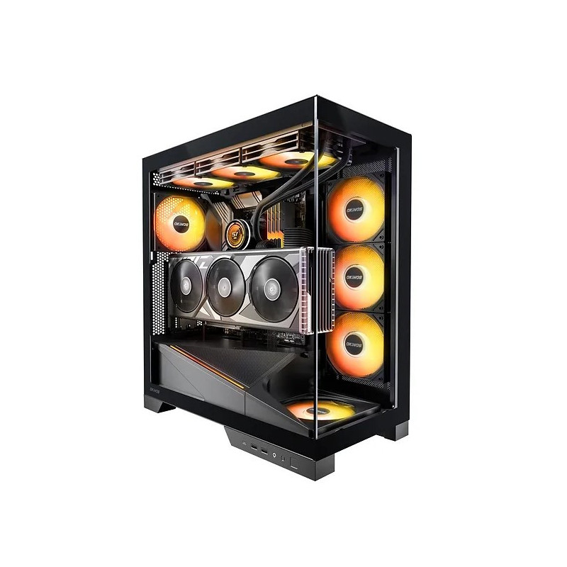 OKINOS AQ9 ARGB,Pre-Installed 5×120mm ARGB PWM Fan, ATX Mid Tower PC Case,Computer case with Panoramic View,Tempered Glass S