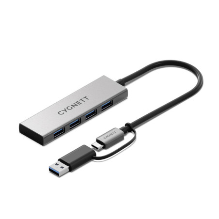 Cygnett Unite 4-in-1 USB-C to USB-A Hub- White(CY5388CYHUB),4x USB-A,10GBps Transfer,Aluminium outershell,USB-C to USB-A Adap
