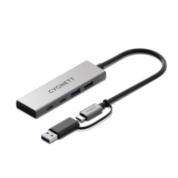 Cygnett Unite 4-in-1 USB-C to USB-C & USB-A Hub- White (CY5389CYHUB),2x USB-C, 2x USB-A, 10Gbps Transfer, USB-C to USB-A Adap