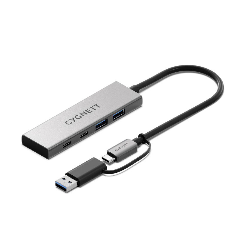 Cygnett Unite 4-in-1 USB-C to USB-C & USB-A Hub- White (CY5389CYHUB),2x USB-C, 2x USB-A, 10Gbps Transfer, USB-C to USB-A Adap
