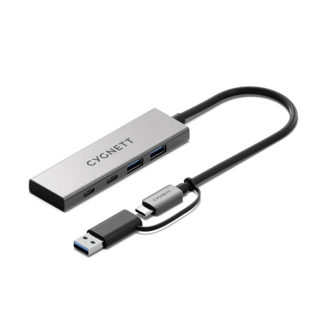 Cygnett Unite 4-in-1 USB-C to USB-C & USB-A Hub- White (CY5389CYHUB),2x USB-C, 2x USB-A, 10Gbps Transfer, USB-C to USB-A Adap