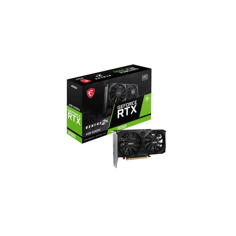 MSI nVidia GeForce RTX 3050 VENTUS 2X E 6G OC, Boost: 1492 MHz, CUDA 2304 Units, 6GB GDDR6, HDMI x 2