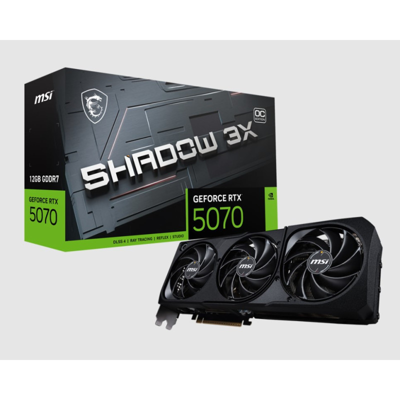 MSI nVidia GeForce RTX™ 5070 12G SHADOW 3X OC, PCI Express® Gen 5, Boost: 2542 MHz, CUDA 6144 Units, 12GB GDDR7, HDMI™ x