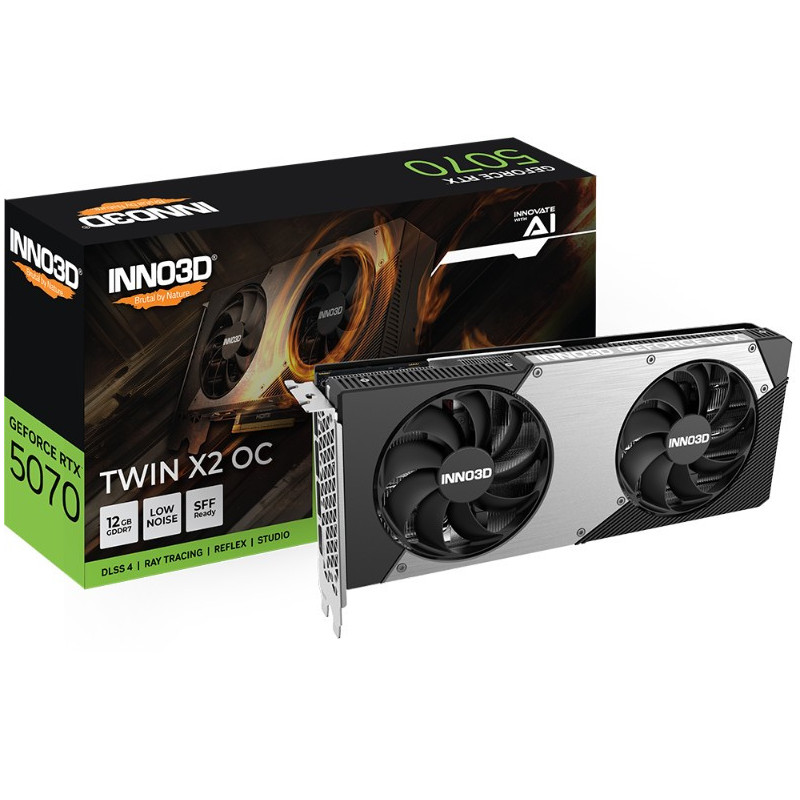 INNO3D nVidia GeForce RTX 5070 TWIN X2 OC 12GB GDDR7 2542 MHz Boost Clock, RAM 28 Gbps, 3x DP, 1xHDMI 250x116x41mm