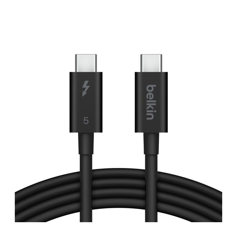 Belkin Connect Thunderbolt 5 USB-C to USB-C Cable (1M) - Black (INZ005fq1MBK), 5A/240W, 80Gbps, 8K or 4K@540Hz, Durable, 2 Ye
