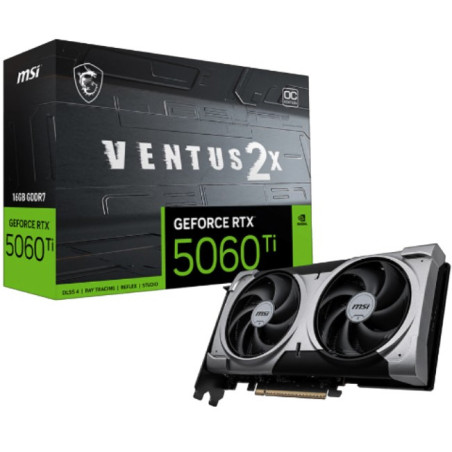 MSI nVidia GeForce RTX™ 5060 Ti 16G VENTUS 2X OC PLUS, PCI Express® Gen 5 x16, Boost: 2602 MHz, CUDA 4608 Units, 16GB GDDR