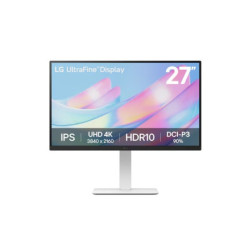LG 27' 4K UHD UltraFine™ IPS Monitor with HDR10, DCI-P3 90%, 300 nits, 3840×2160 resolution, 5ms, 60Hz, and tilt/height/sw